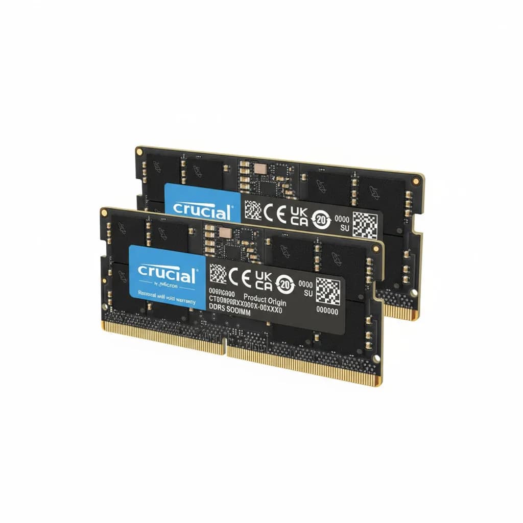 Crucial 64GB Kit (32GBx2) DDR5 4800 SODIMM Laptop Memory - CT2K32G48C40S5
