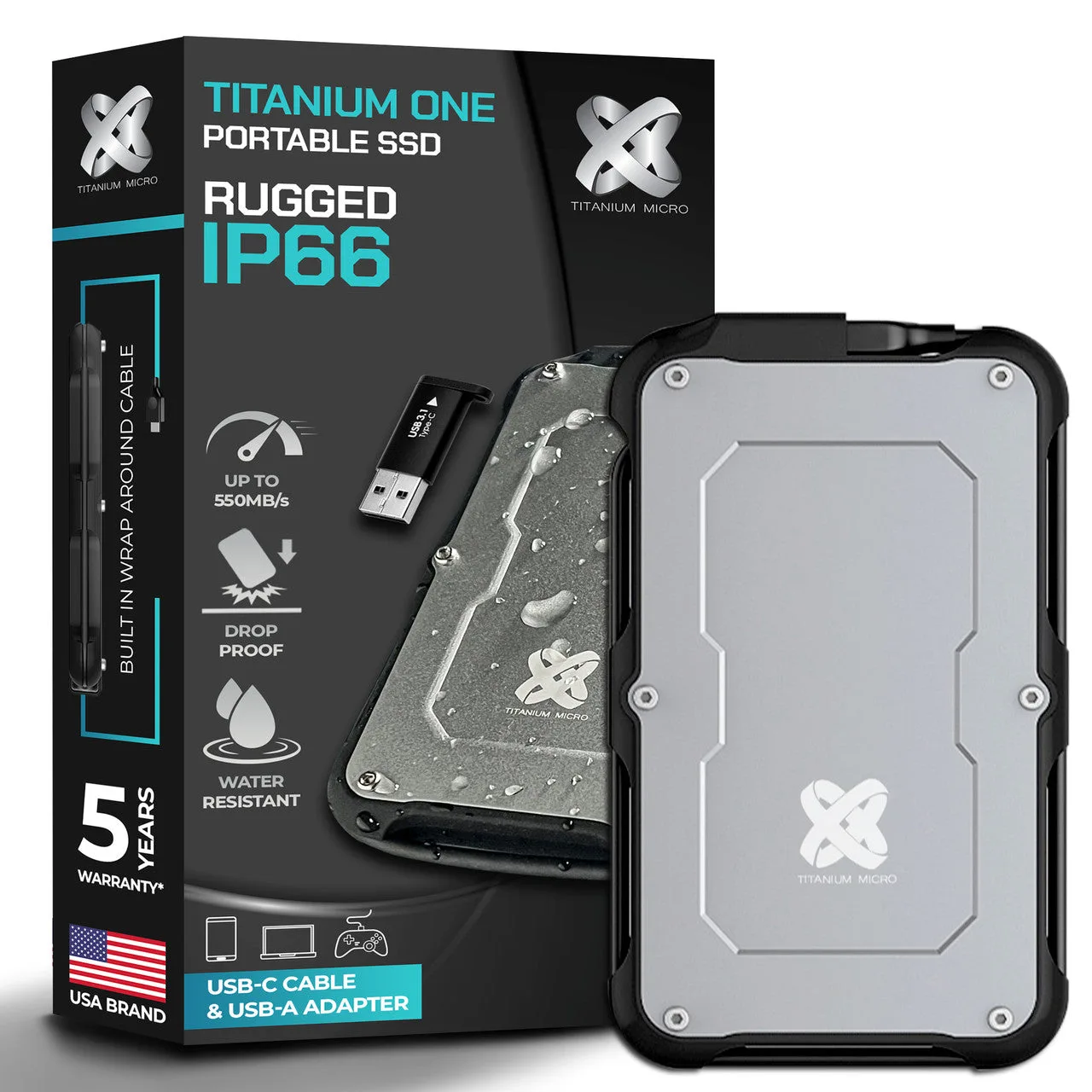Titanium One Portable SSD | IP66 Waterproof | Drop Proof | 250GB–8TB - 4 TB