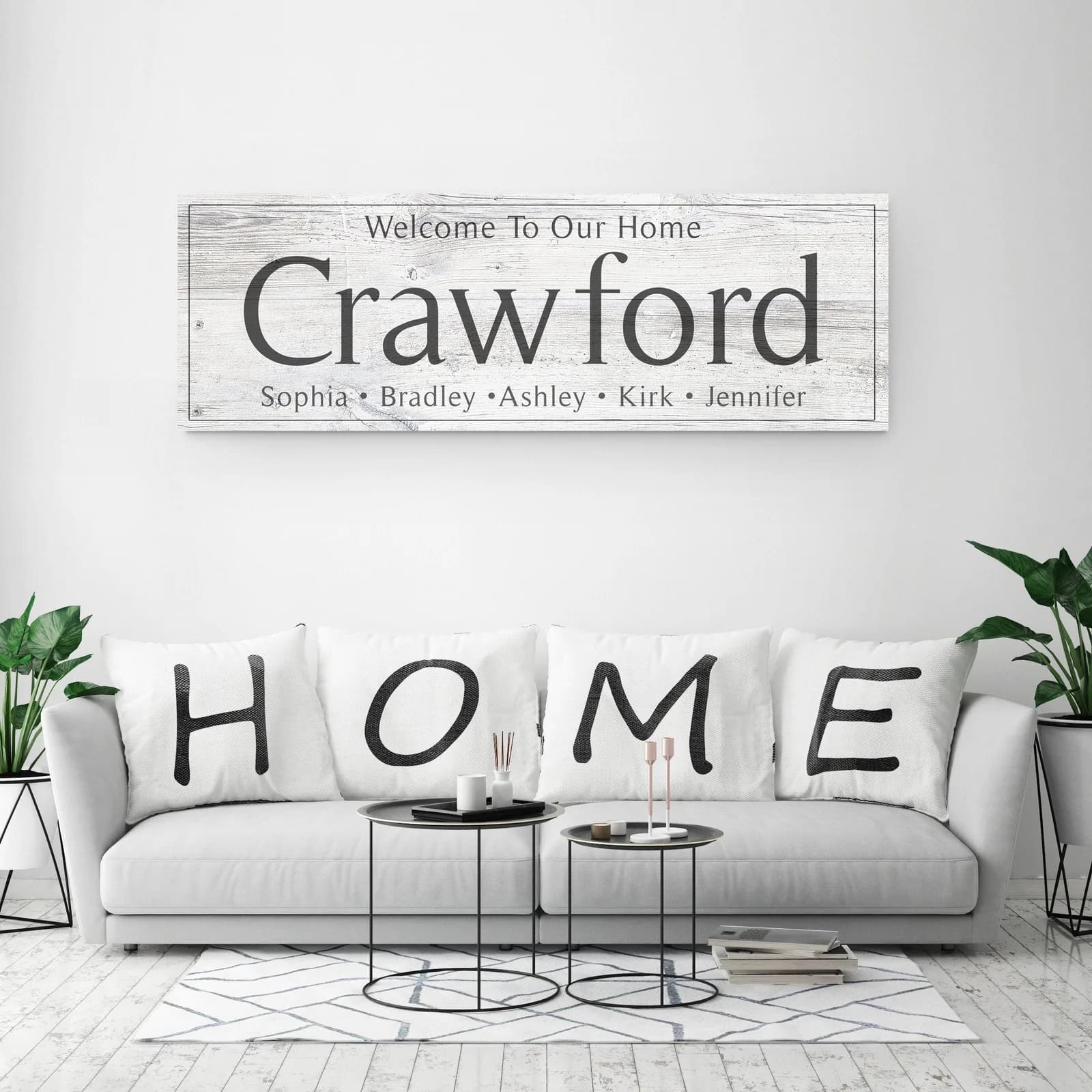 Family Name Sign - Rustic White