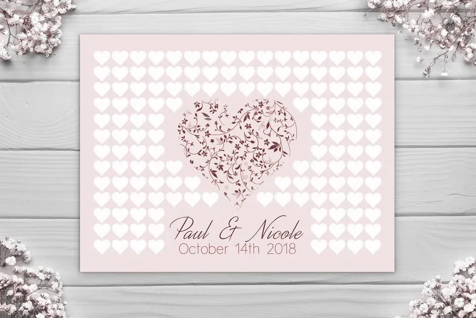 Wedding Guest Book - Large Heart Alternative