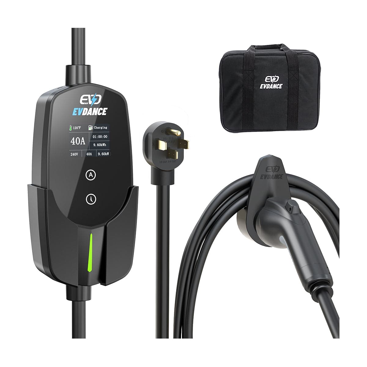 EVDANCE Level 2 NEMA 14-50 40A J1772 Portable EV Charger - Plug & Play