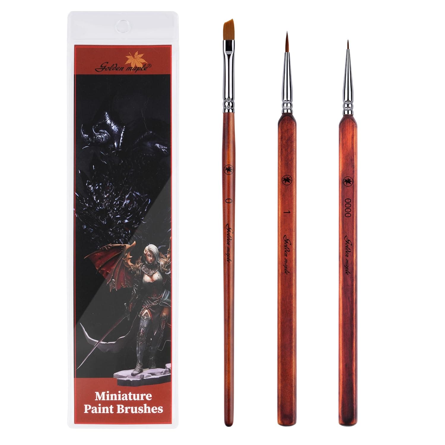 #1 #0000 Kolinsky Sable Detail Brush & #0 Angled Nylon Brushes - 3pcs/set