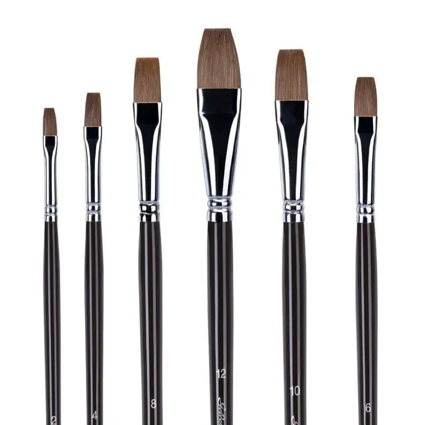 6pcs Flat Sable Artist Paint Brush Set