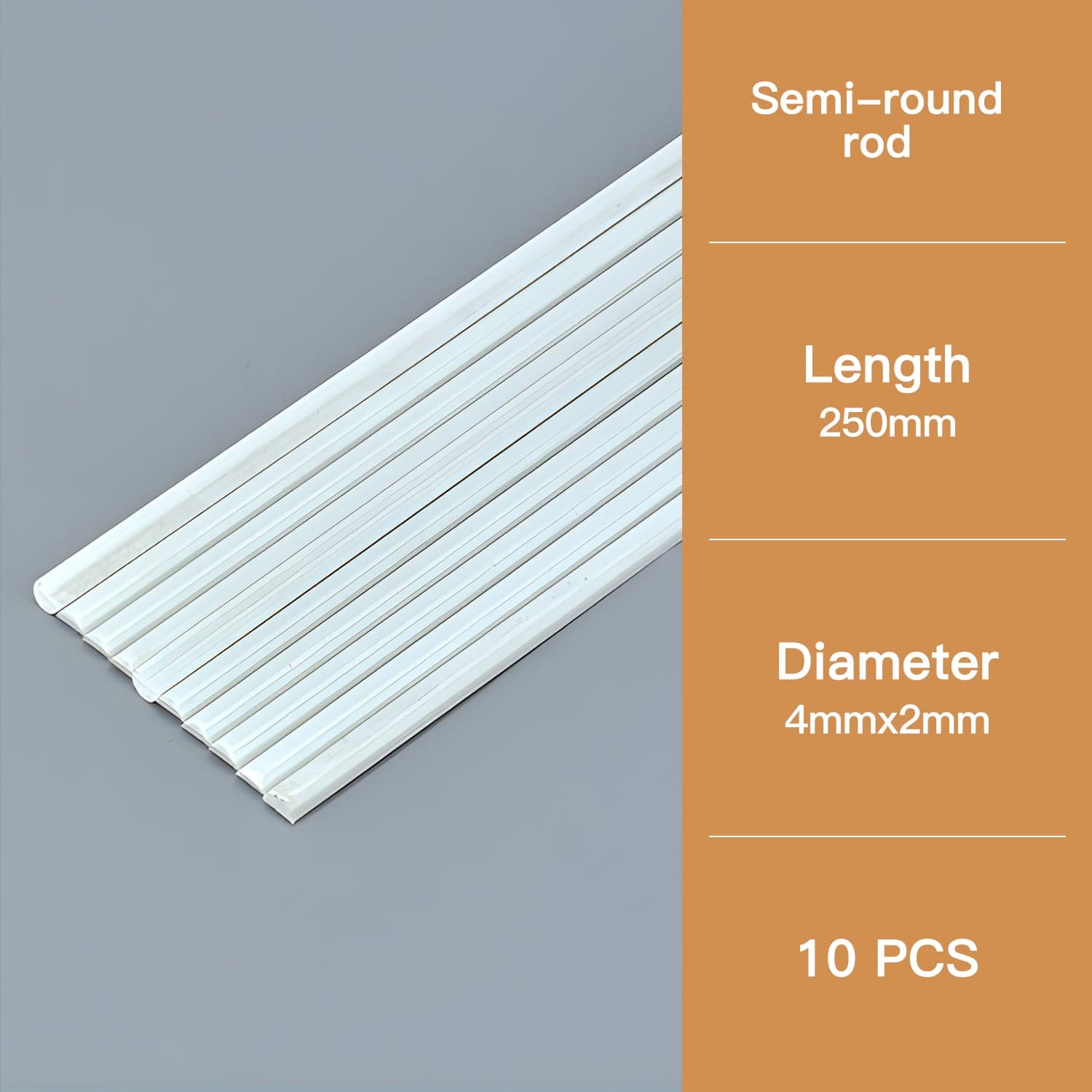 ABS Modeling Rods - Half-round 2*4*250mm (10PCS)
