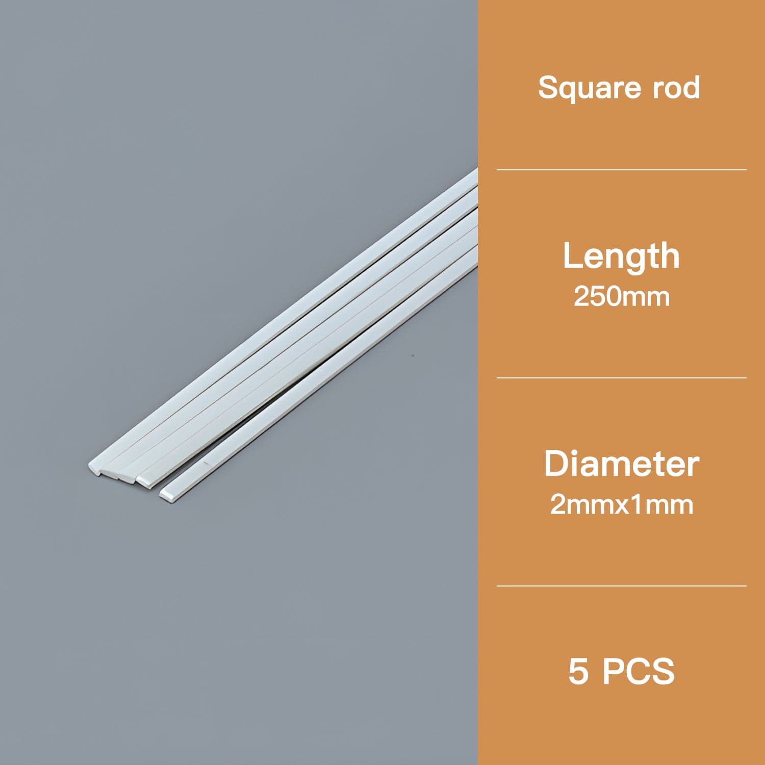 ABS Modeling Rods - □Tube 2*1.0*250mm(5PCS)