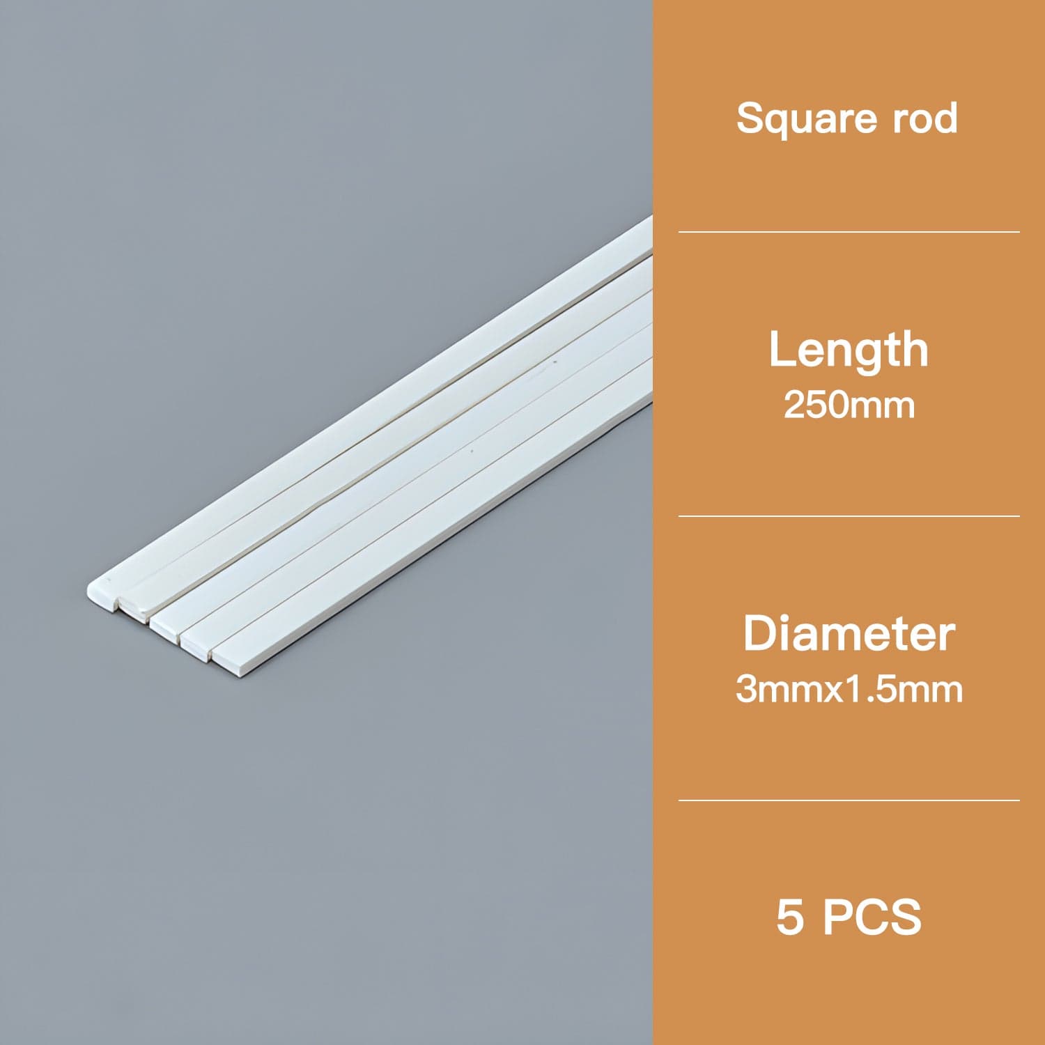 ABS Modeling Rods - □Tube 3*1.5*250mm(5PCS)