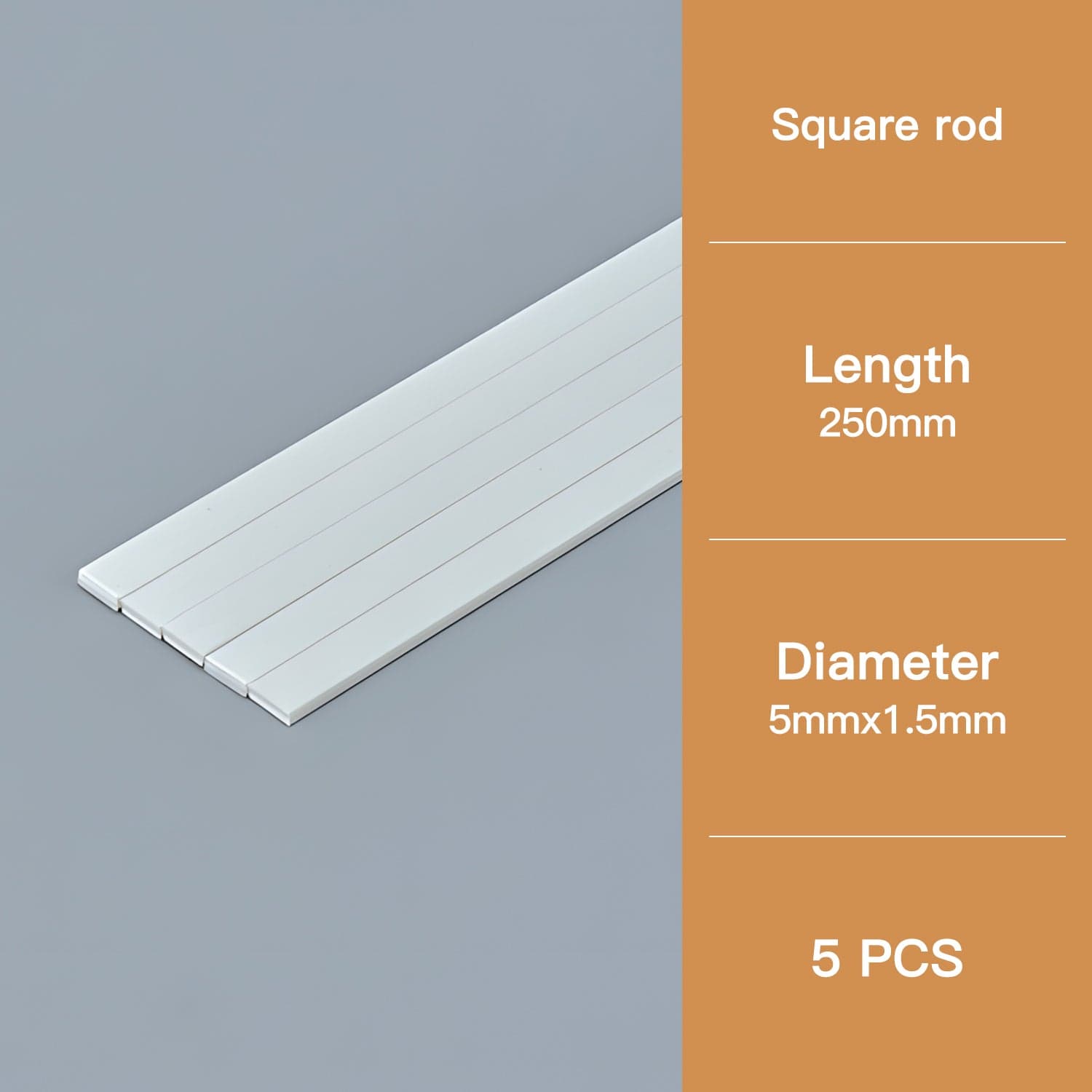 ABS Modeling Rods - □Tube 5*1.5*250mm(5PCS)