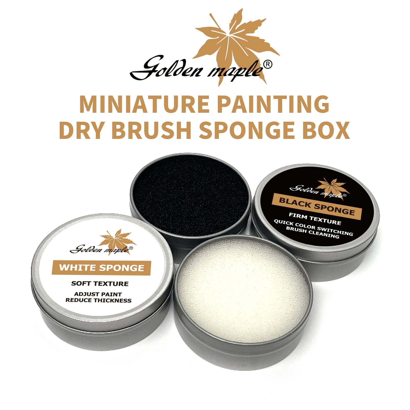 Dry Brush Sponge Box - A Set of Two（Black+White）