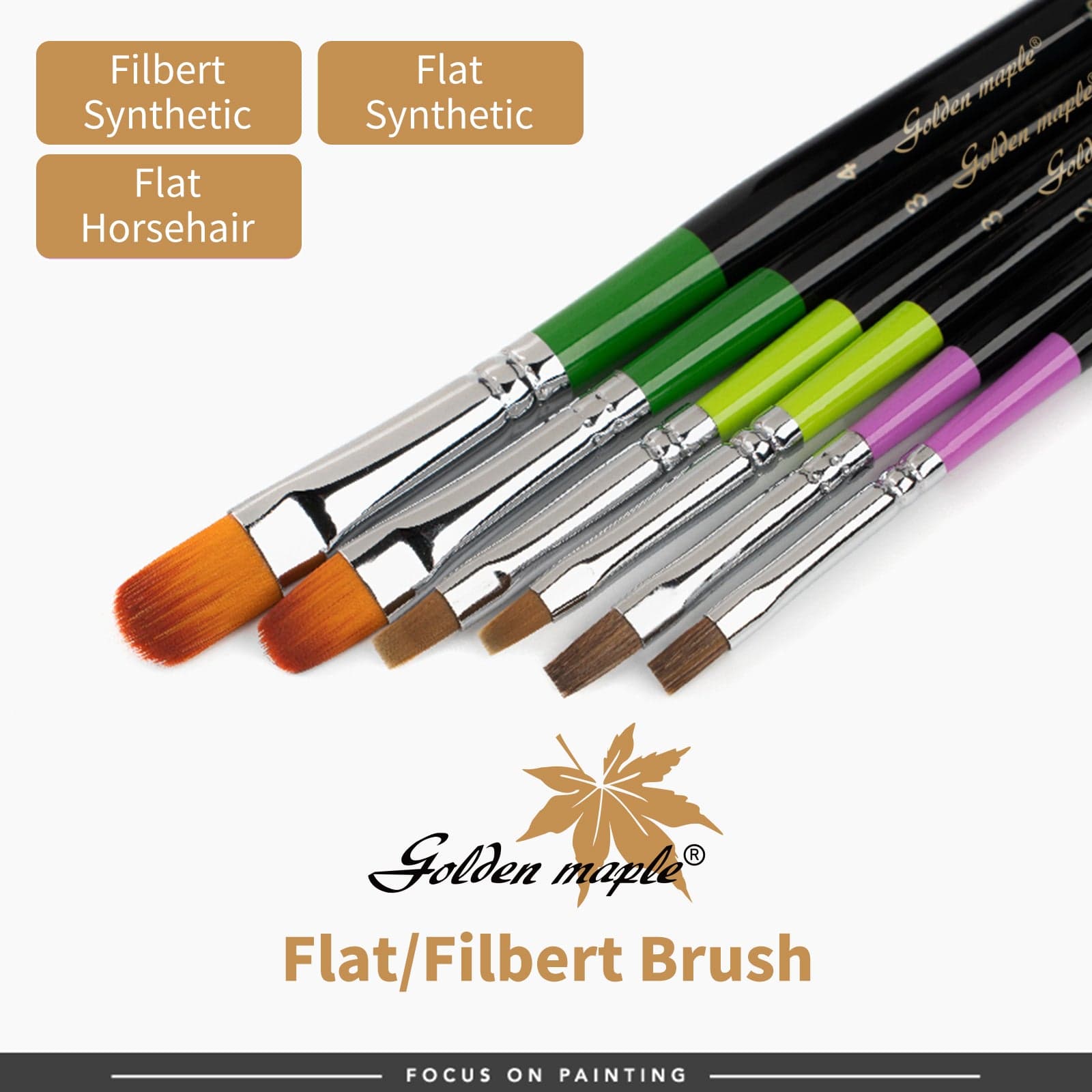 Flat Horsehair & Filbert Synthetic Dry Brush - 6pcs/pcs