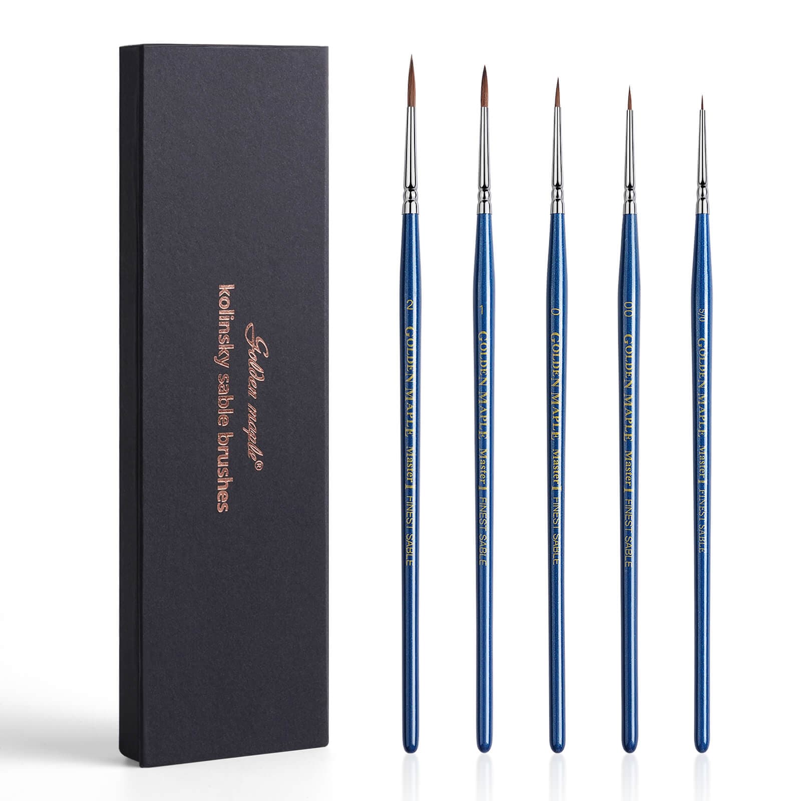 Master I: 5/0, 00, 0, 1, 2 Kolinsky Sable Miniature Detail Brushes - 5pcs/set