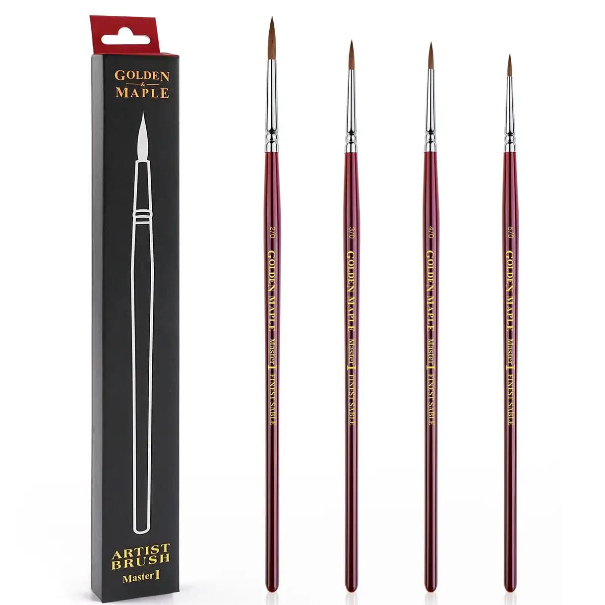 Master Ⅰ: 5/0, 4/0, 3/0, 2/0 Kolinsky Sable Miniature Detail Brush - 4pcs/set