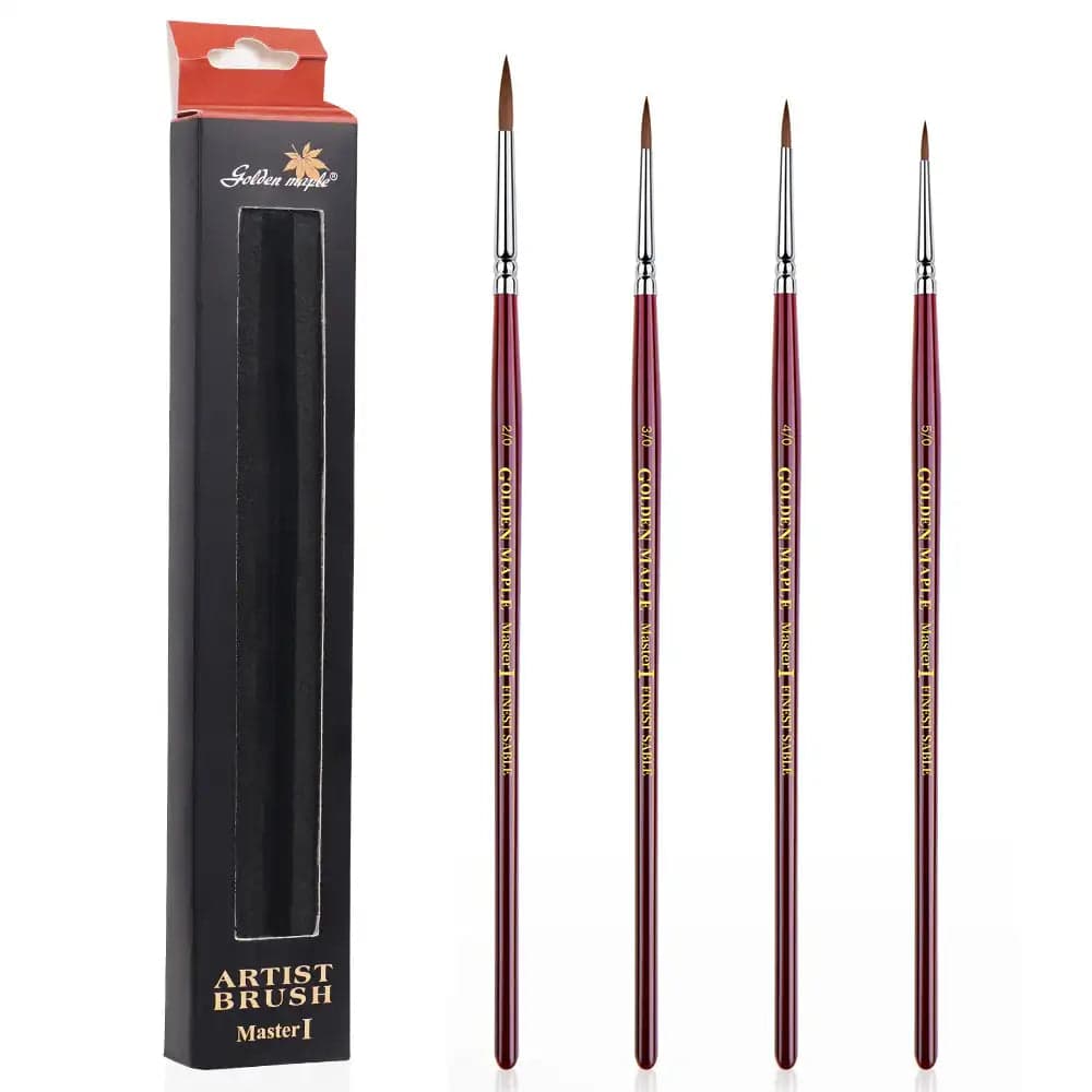 Master Ⅰ: 5/0, 4/0, 3/0, 2/0 Kolinsky Sable Miniature Detail Brushes - Size 3/0