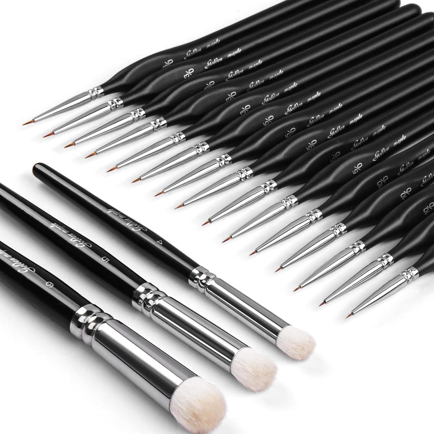 Nylon 15pcs Liner Detail Paint Brush & 3pcs Goat Hair Dry Brush - 18pcs/set
