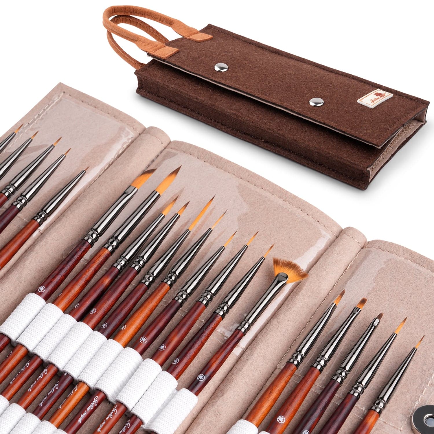 Nylon Detail Paint Brush - 20pcs/set (Round, Liner, Spotter, Flat, Angle & More)