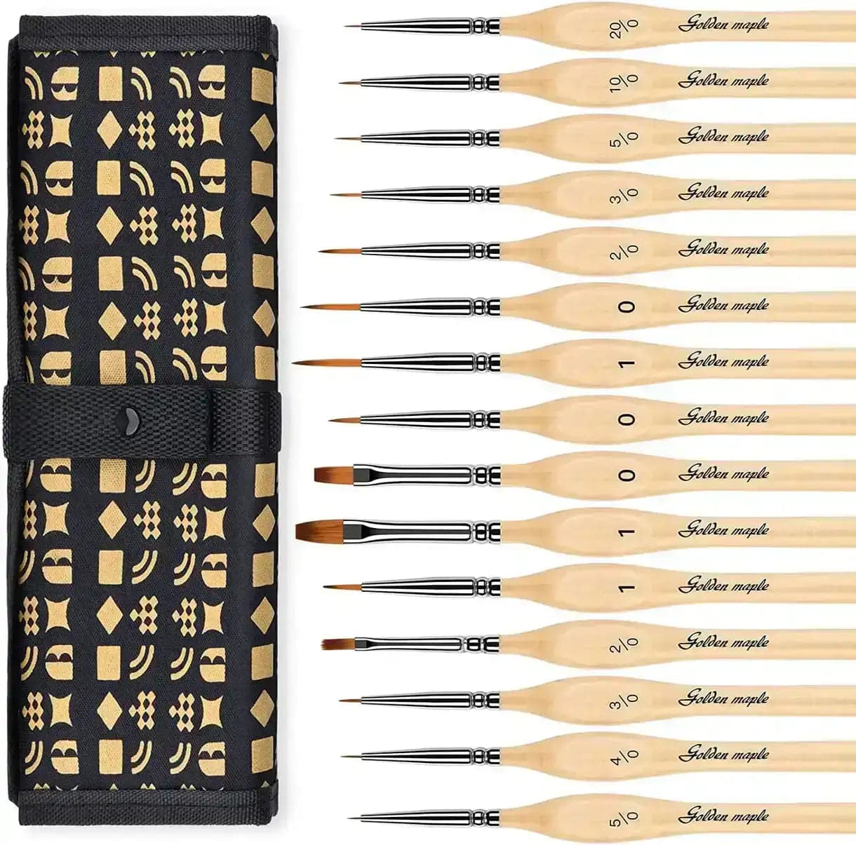 Nylon Flat, Liner, Round Detail Paint Brush - 15pcs/set