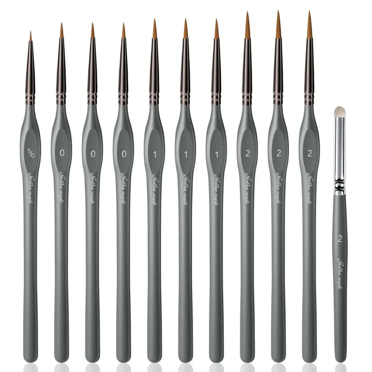 Nylon Round 5/0, 0, 1, 2 Model Detail Paint Brush & 2 Dry Brush - 11pcs/set