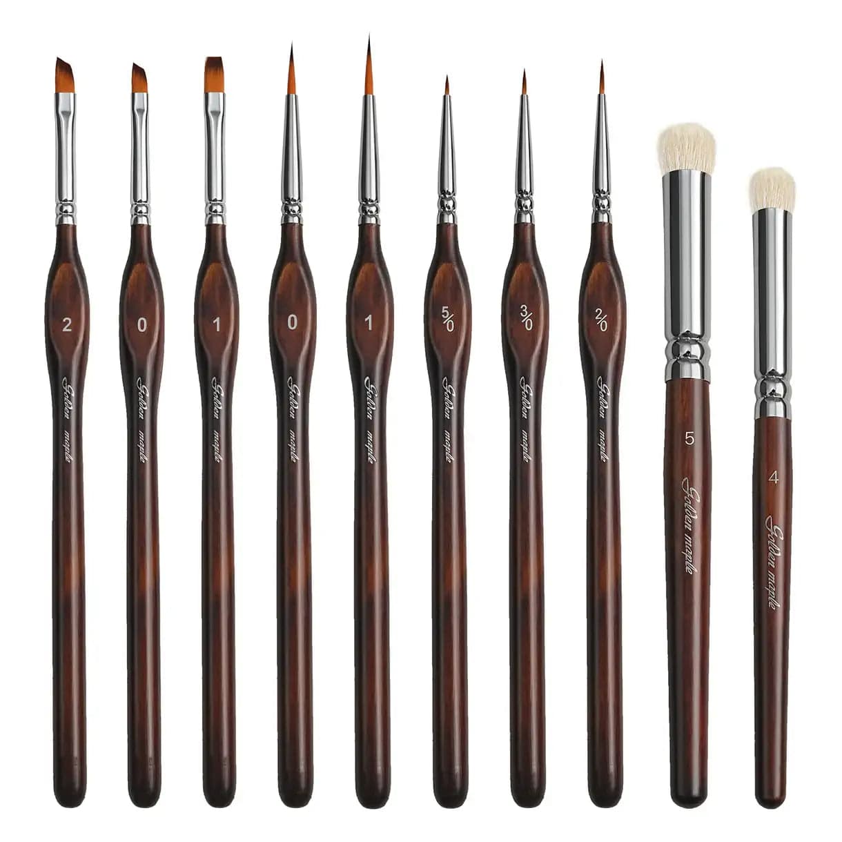 Nylon Round, Liner, Angle, Flat Detail Brush & 4, 5 Dry Brush - 10pcs/set