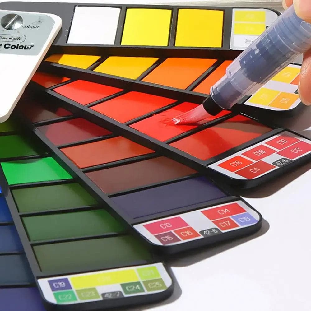 Portable Travel Watercolor Set - Pocket Field Sketch Kit - 33 Assorted Colors