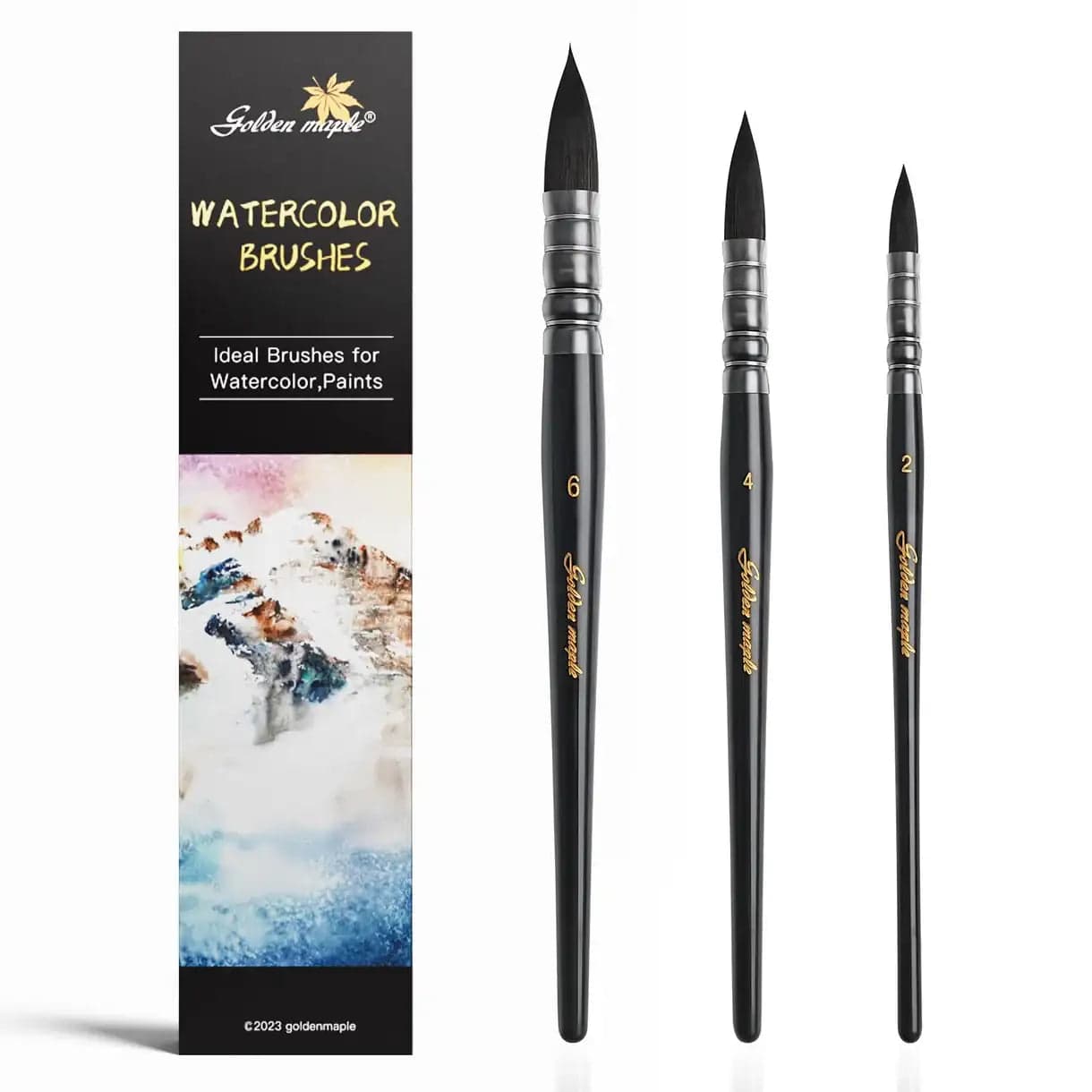 Synthetic Squirrel Hair Watercolor Mop Brush Set - 3pcs