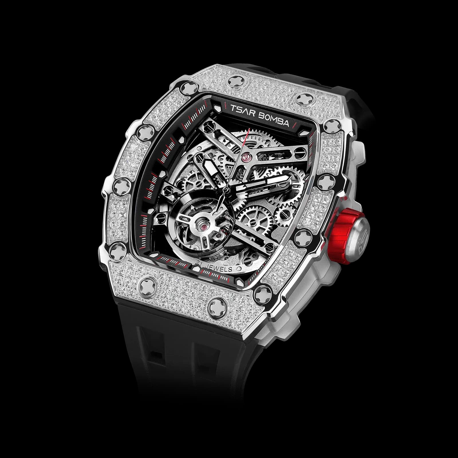 Elemental Series-Cubic Zirconia Automatic Watch TB8208D Black
