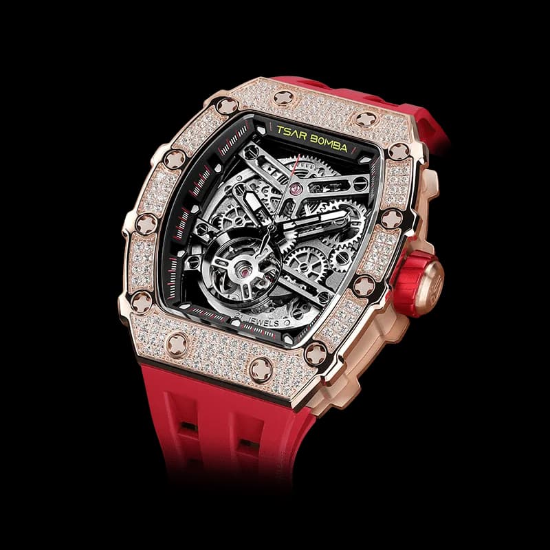 Elemental Series-Cubic Zirconia Automatic Watch TB8208D Red