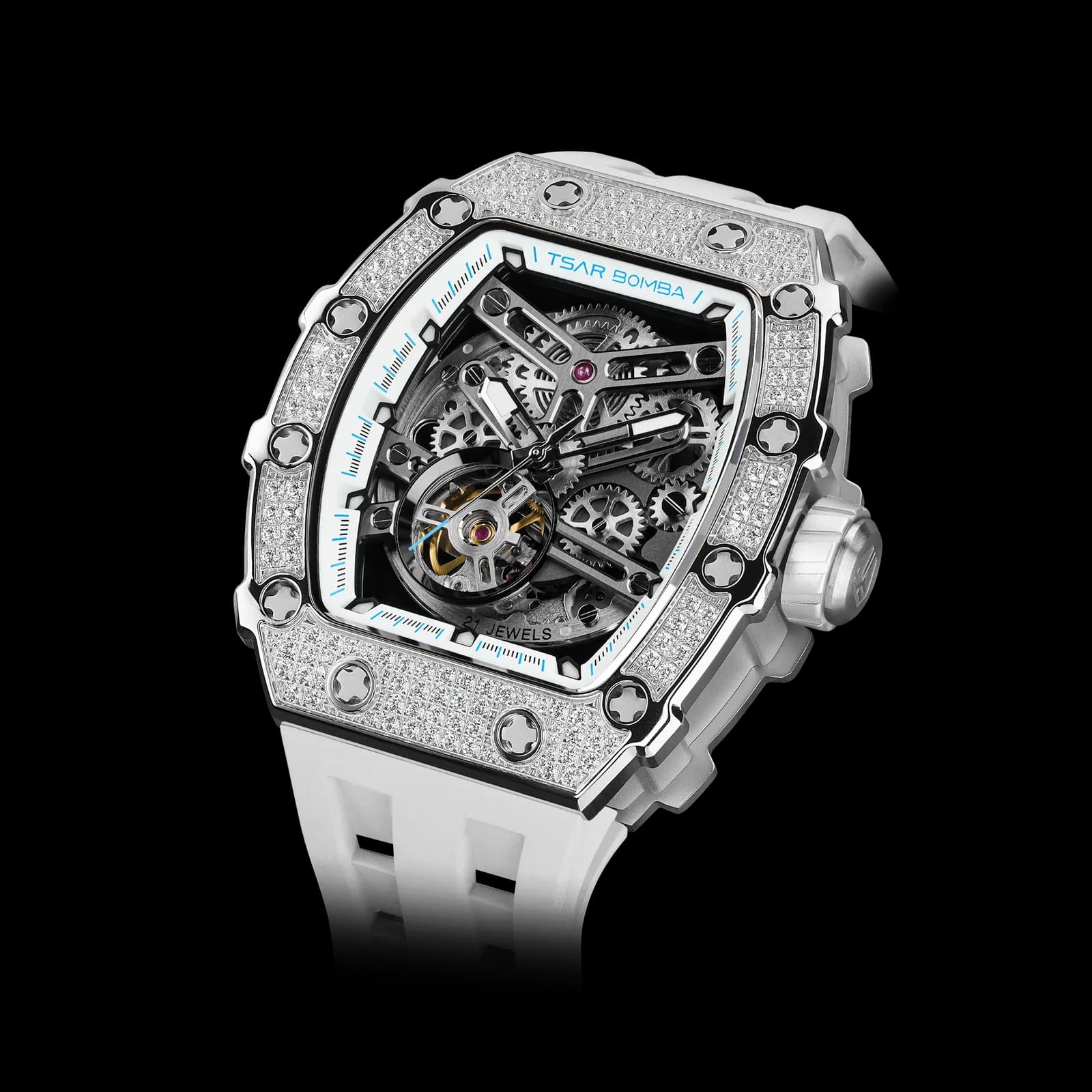 Elemental Series-Cubic Zirconia Automatic Watch TB8208D White