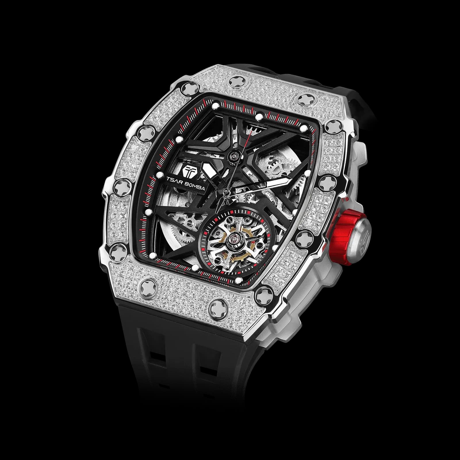 Elemental Series-Cubic Zirconia Automatic Watch TB8209D Black