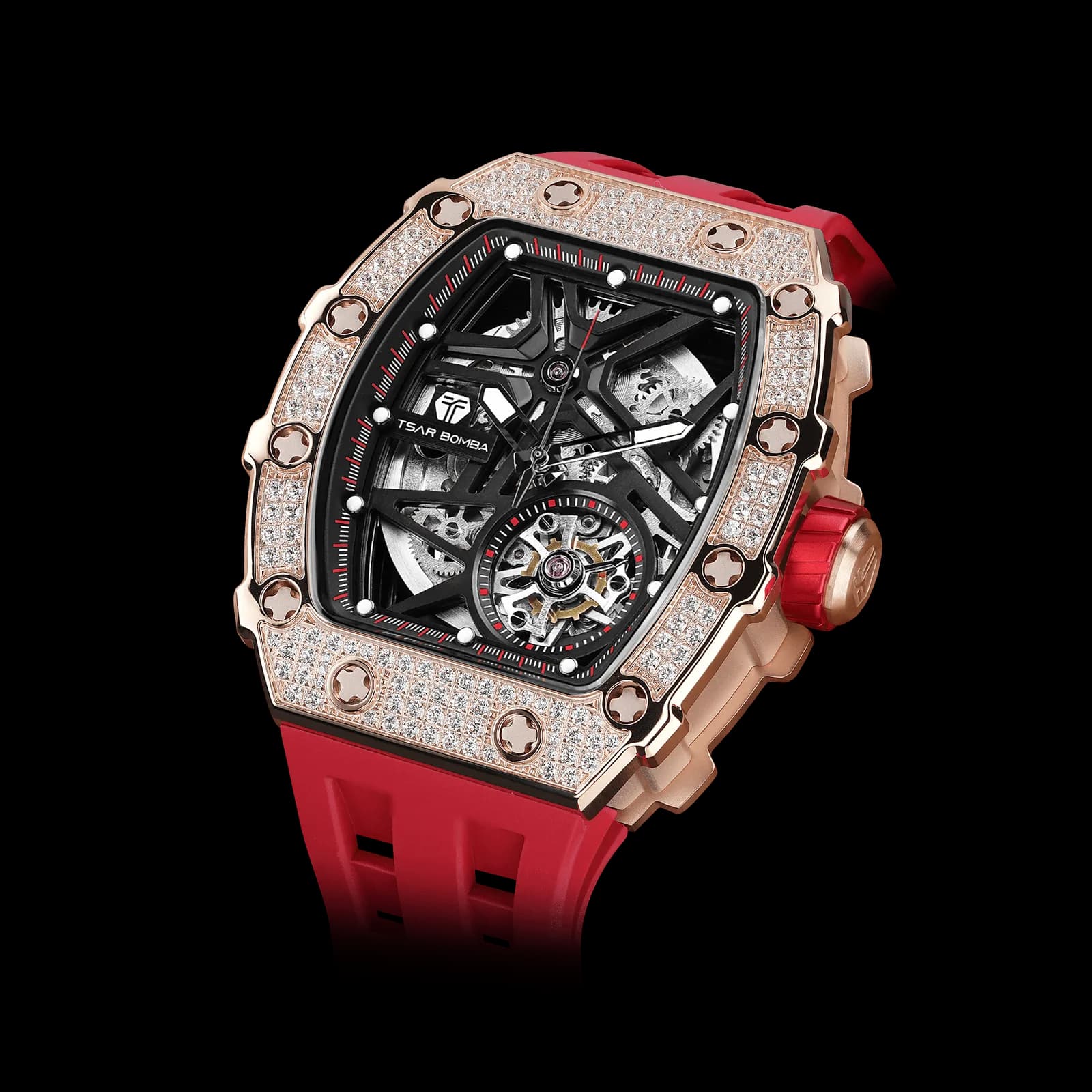 Elemental Series-Cubic Zirconia Automatic Watch TB8209D Red