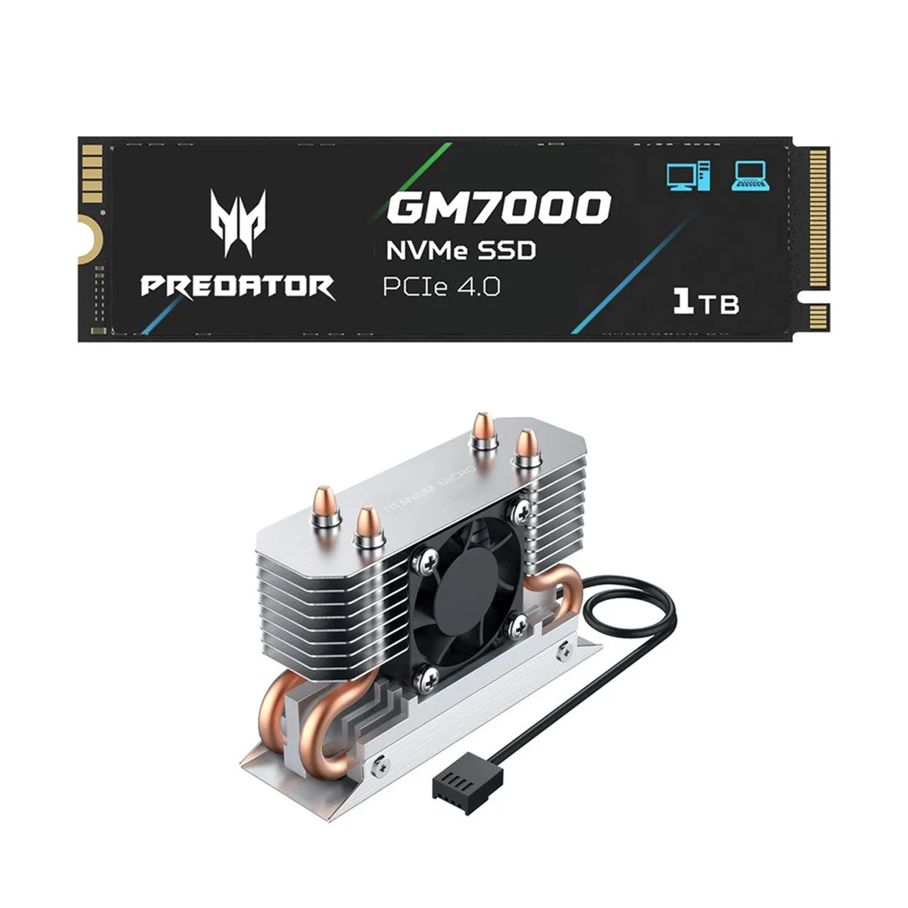 Acer Predator GM7000 1TB NVMe Gen4 Gaming SSD With Titanium Micro Nitro Pro M.2 NVMe Heatsink