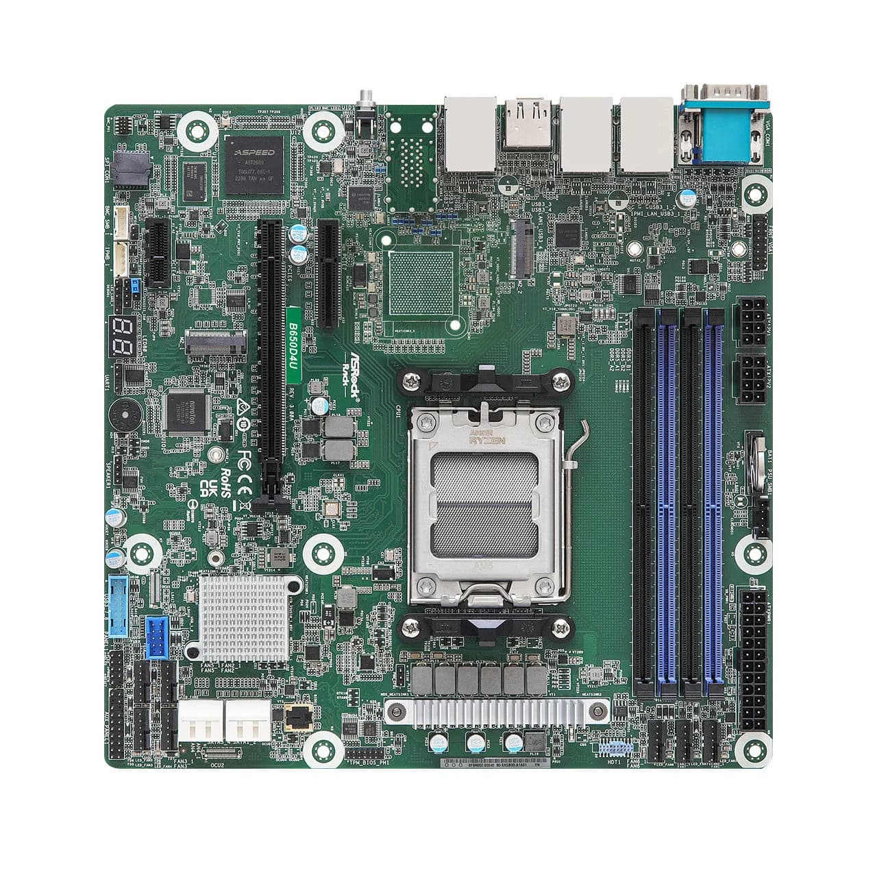 AsRock Rack B650D4U Micro-ATX Server Motherboard Single Socket AMD Ryzen 7000 series Processors (LGA 1718) B650E PCIe 5.0 Dual 1G Lan — photo 1 of 1