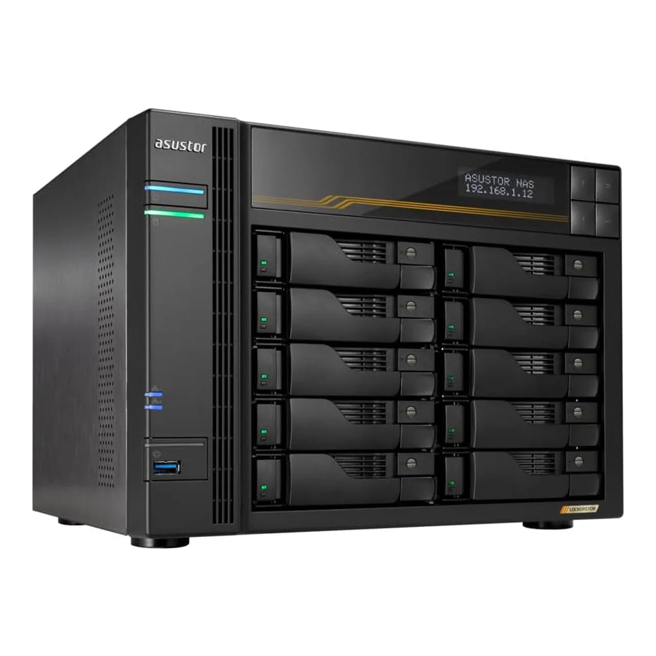 Asustor LOCKERSTOR 10 Gen 3, Medium Business 10-Bays NAS, AMD Quad-Core 2.3GHz CPU, 2.5GbE & 10GbE Ports, 16GB ECC DDR5 RAM, Network - NO SSD — photo 1 of 1