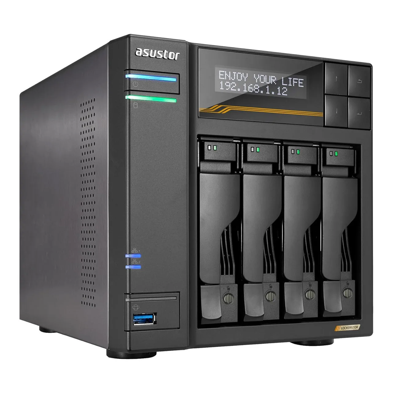 Asustor Lockerstor 4 Gen3 4 Bay NAS, Quad-Core 2.3GHz, 2x 10GbE Ports, 16G ECC DDR5, 4x M.2 SSD Slots (Diskless) AS6804T - NO SSD — photo 1 of 1