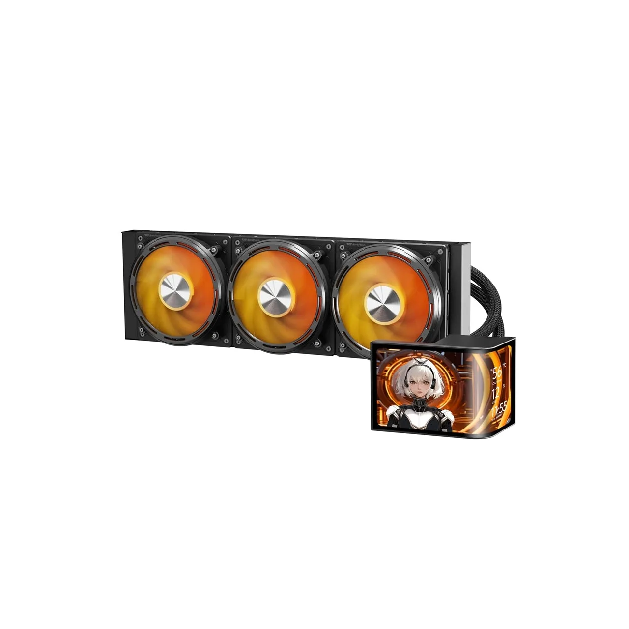 darkFlash UV360 360mm AIO Liquid CPU Cooler | 6.67" Curved 2K OLED Display | 3 x 120mm ARGB PWM Fans | Intel LGA 1851/1700/1200/115X | AMD — photo 1 of 1