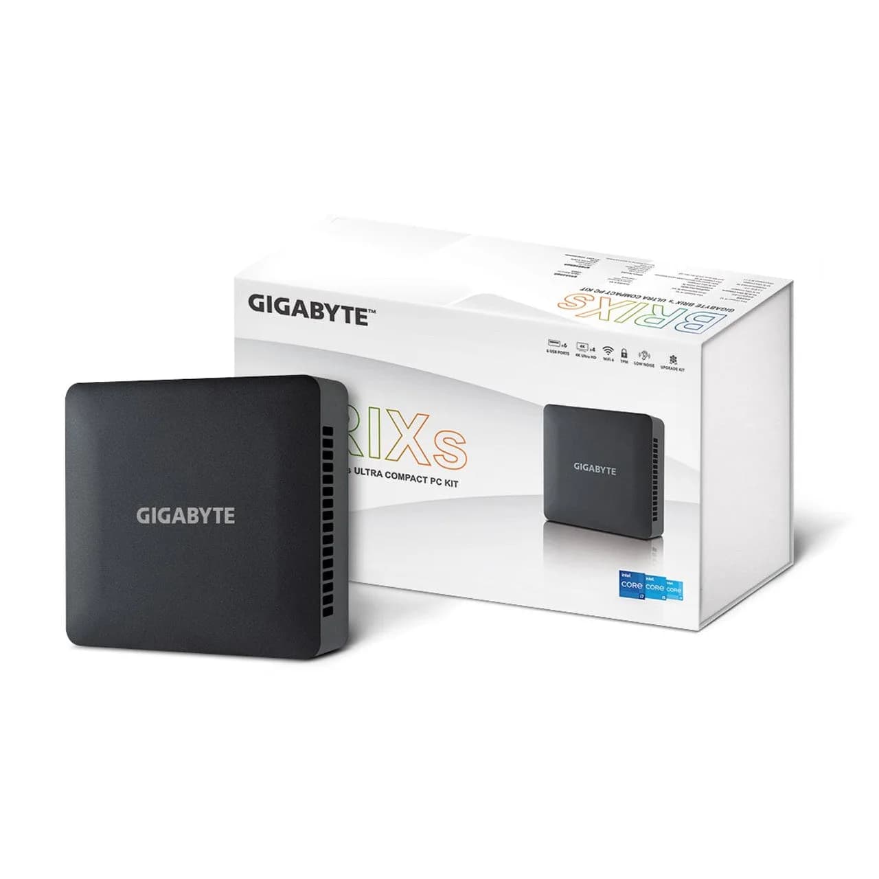 Gigabyte Intel Core i5-1335U Processor, 2 x HDMI 2.1, 2 x USB Type C with DP, Mini-PC Tall Barebone, Black GB-BRi5H-1335