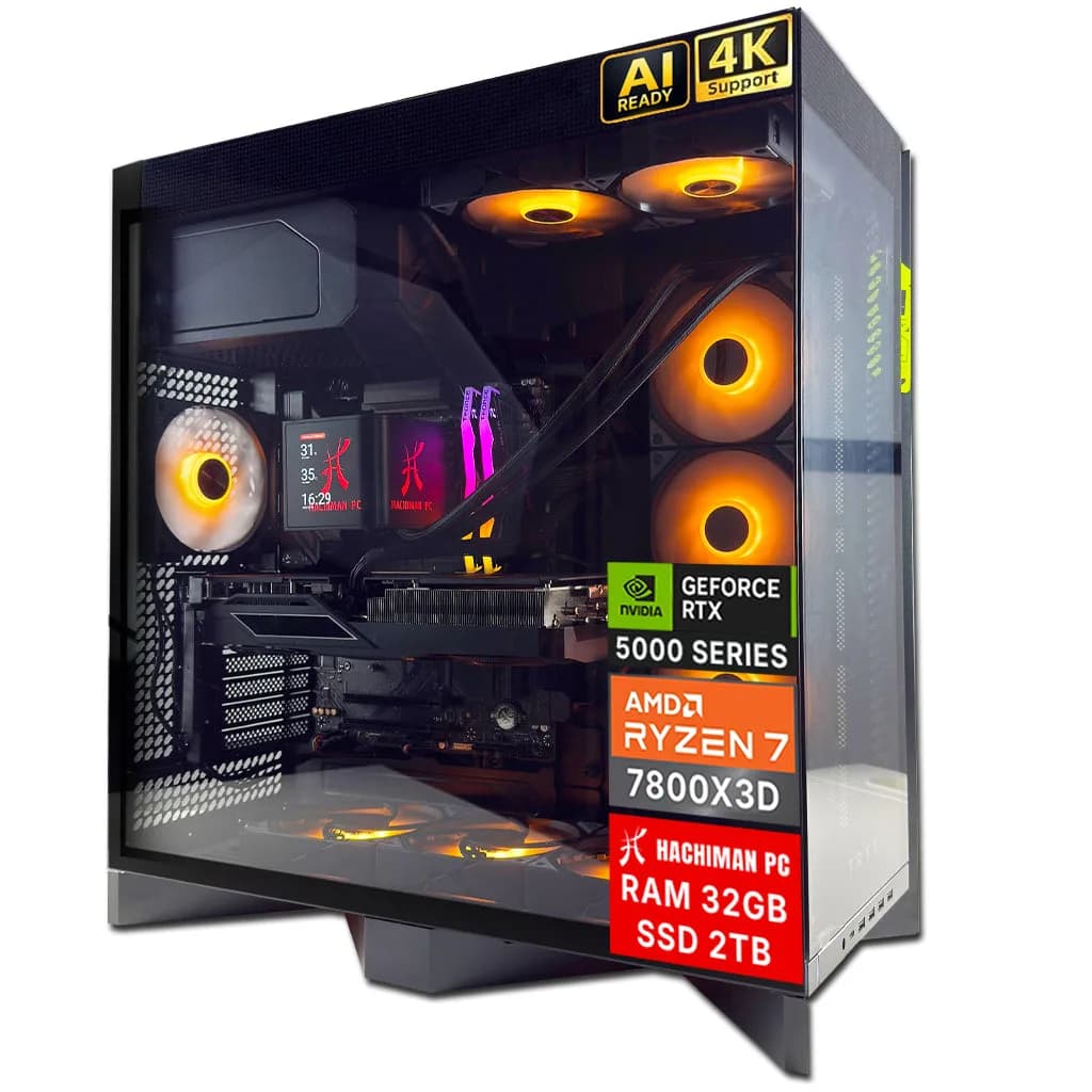 Hachiman PC Shogun Gaming PC, AMD Ryzen 7 7800X3D, NVIDIA GeForce RTX 5080 16GB, 32GB DDR5 6000MHz RGB, 2TB Gen4 NVMe SSD, 360 A-RGB AIO, Wi-Fi 6,