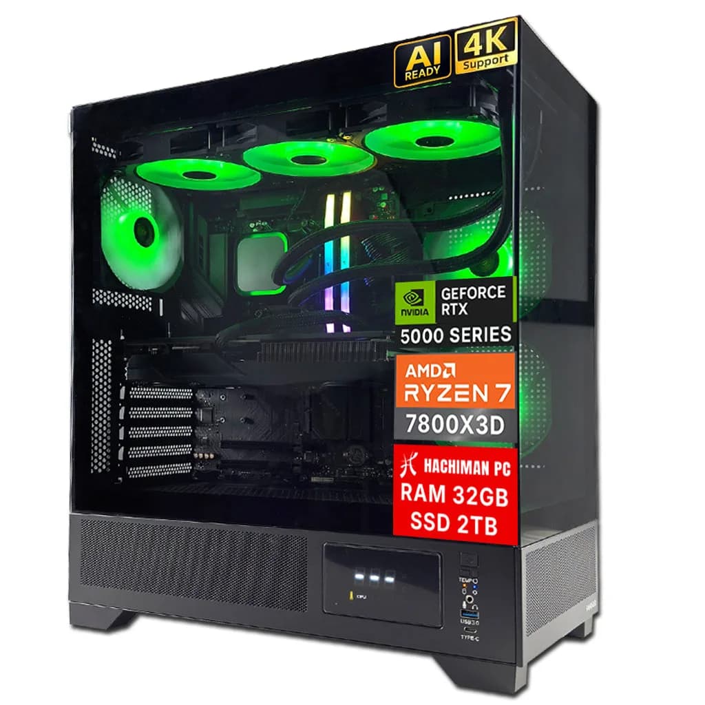 Hachiman PC Tora Gaming PC, AMD Ryzen 7 7800X3D, NVIDIA GeForce RTX 5070 12GB, 32GB DDR5 6400MHz RGB, 2TB Gen4 NVMe SSD, 360 A-RGB AIO, Wi-Fi 6,