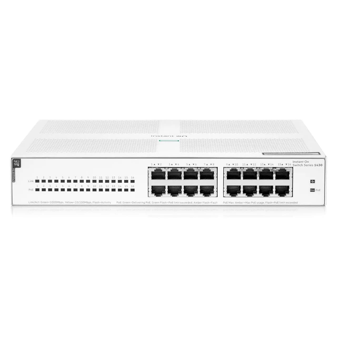 HPE Networking Instant On 1430 16-Port Gb Unmanaged Layer 2 Ethernet Switch with PoE | 16xCL4 PoE (124W) | Fan-Less | US Cord | R8R48A#ABA — photo 1 of 1