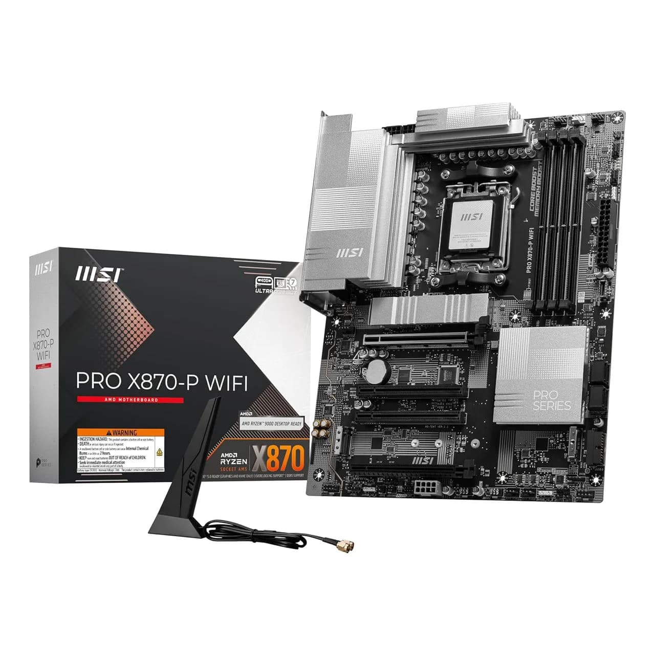 MSI ProSeries Motherboard, AMD Ryzen 9000/8000/7000 Processors, AM5, DDR5, PCIe 5.0, M.2 Gen5, WiFi 7 PRO X870-P WIFI — photo 1 of 1