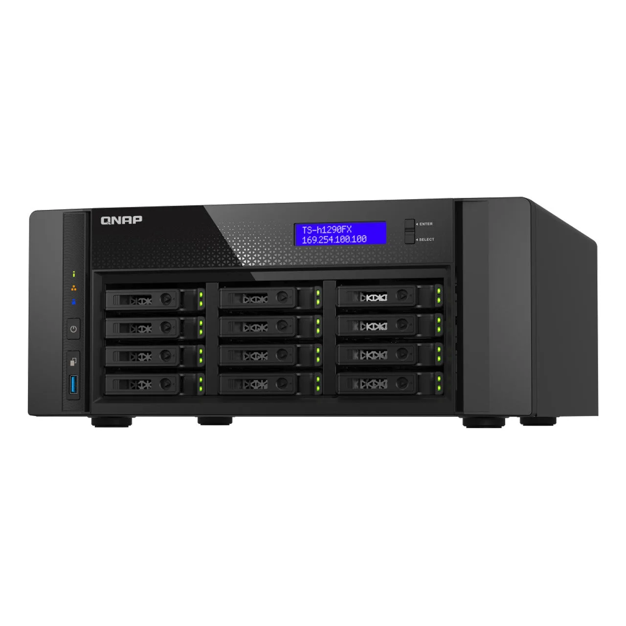 QNAP 12-Bay all-flash desktop NAS, AMD EPYC 7302P (up to 3.2GHz),256GB ECC RAM, 2 x 2.5GbE TS-H1290FX-7302P-256G-US