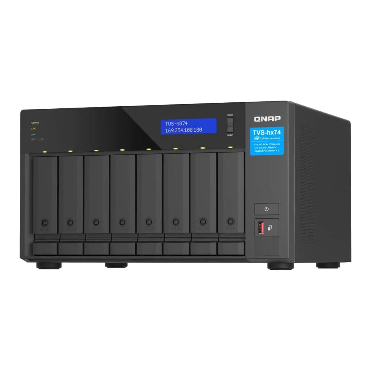 QNAP 8 Bay NAS 12th Gen Intel Core CPU, 64GB DDR4 RAM, 10GbE & 2.5 GbE Networking and PCIe Gen 4 TVS-h874X-i9-64G-US — photo 1 of 1