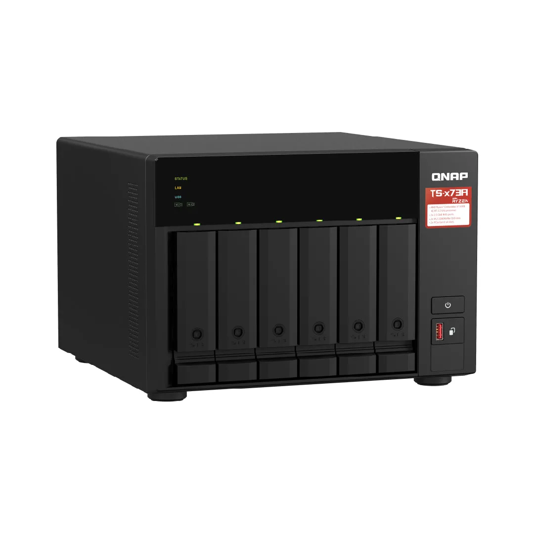 QNAP TS-673A 6-bay NAS/iSCSI IP-SAN, AMD Ryzen V1000 series V1500B 4C/8T 2.2 GHz, 8GB RAM, two 2.5GbE, 10G-ready