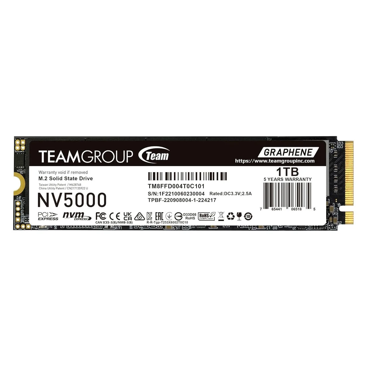 TEAMGROUP NV5000 1TB SLC Cache NVMe PCIe Gen4x4 M.2 2280 Laptop, Desktop SSD ReadSpeed up to 4500 MB/s TM8FGM001T0C101 — photo 1 of 1