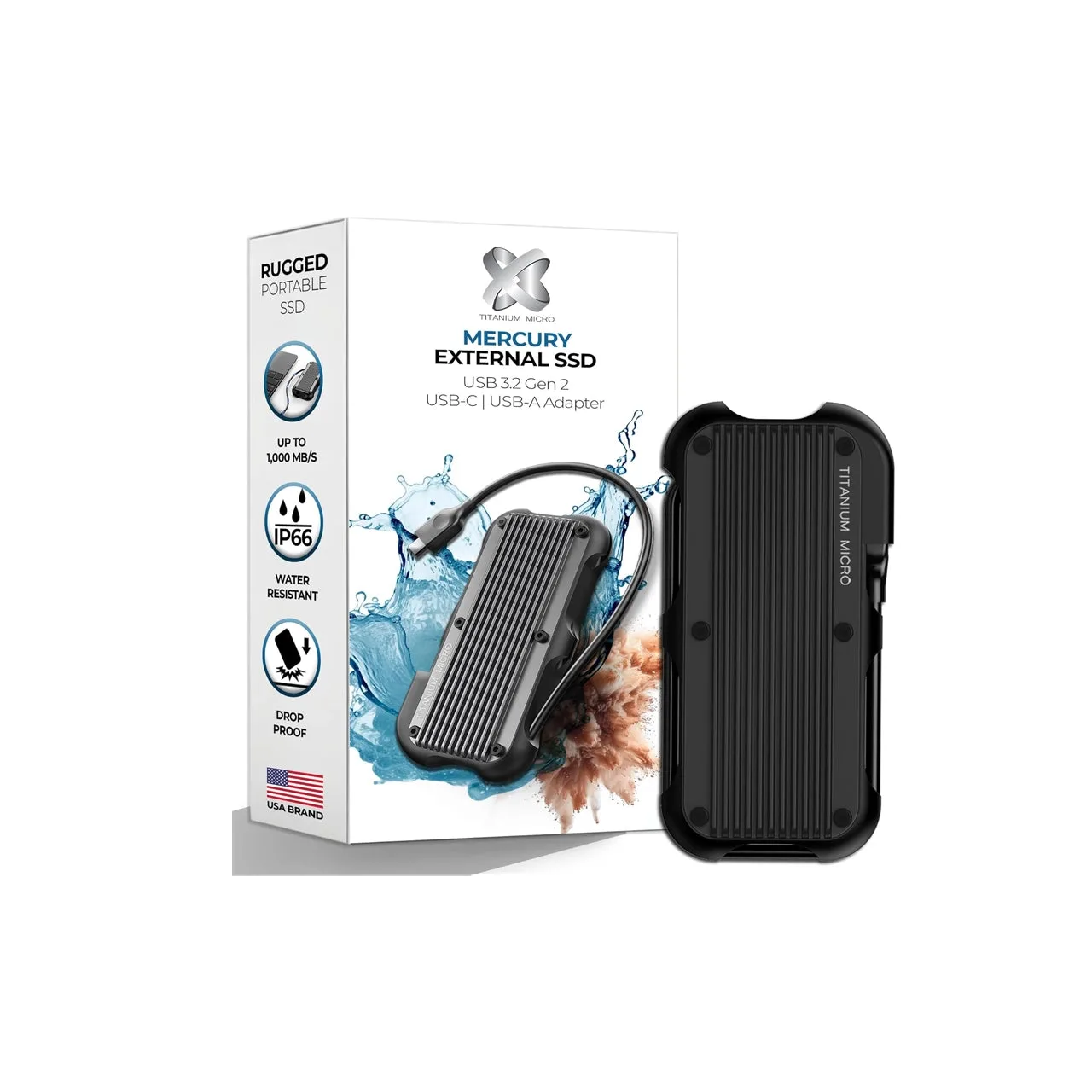 Titanium Micro Mercury External SSD Up to 1000MB/S NVMe USB 3.2 IP66 for PC Mac Android and Game Console - (500GB/1TB/2TB/4TB) - 4TB — photo 1 of 1