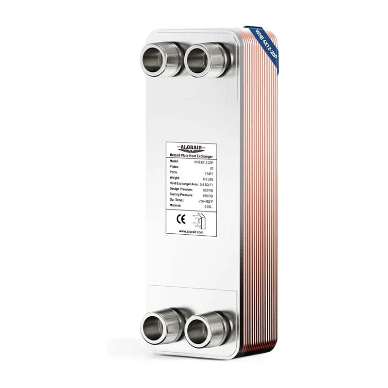 ALORAIR 4"x12" Heat Exchanger with 1" MPT Port,316L Stainless Steel Water to Water Brazed Plate Heat Exchanger for Floor Heating - 20 Plates — photo 1 of 1
