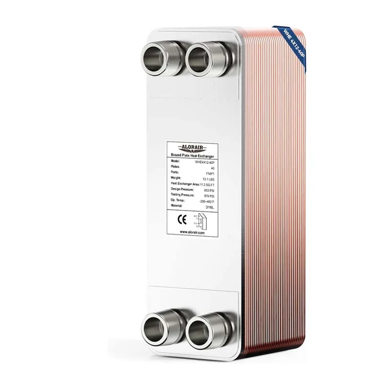 ALORAIR 4"x12" Heat Exchanger with 1" MPT Port,316L Stainless Steel Water to Water Brazed Plate Heat Exchanger for Floor Heating - 40 Plates — photo 1 of 1