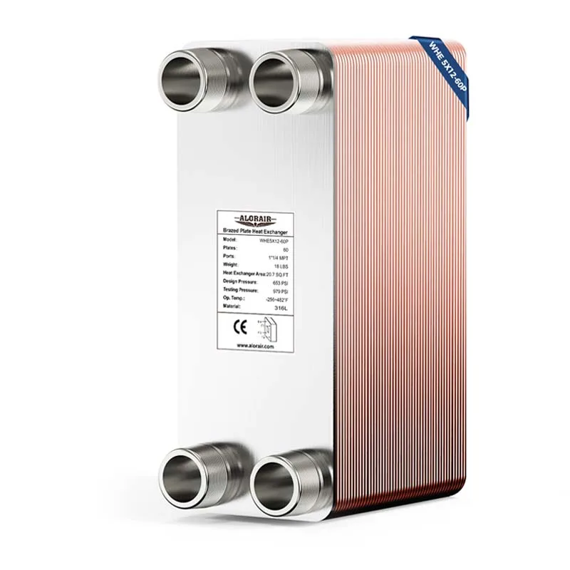ALORAIR 5"x12" Heat Exchanger with 1-1/4" MPT Port,316L Stainless Steel Water to Water Brazed Plate Heat Exchanger for Floor Heating - 60 Plates — photo 1 of 1