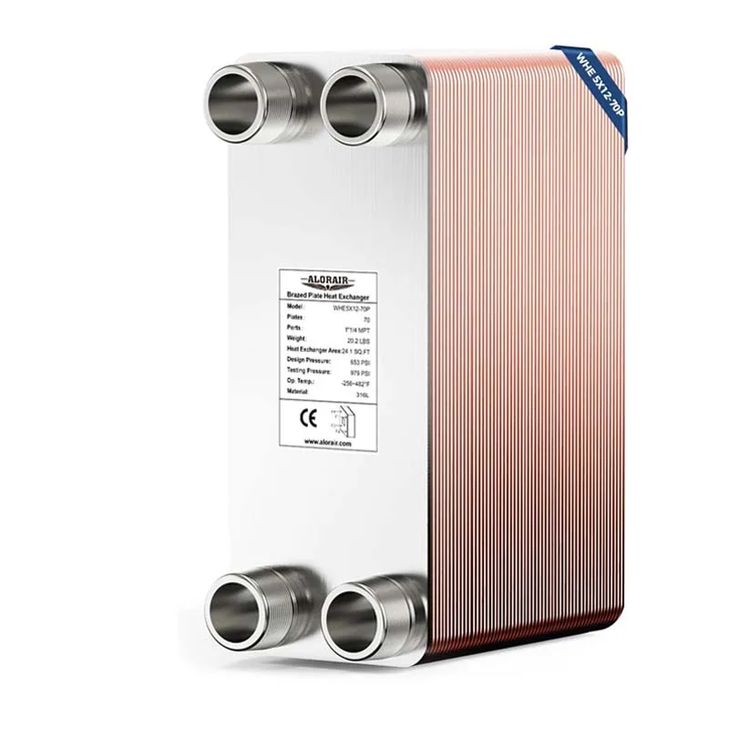ALORAIR 5"x12" Heat Exchanger with 1-1/4" MPT Port,316L Stainless Steel Water to Water Brazed Plate Heat Exchanger for Floor Heating - 70 Plates — photo 1 of 1