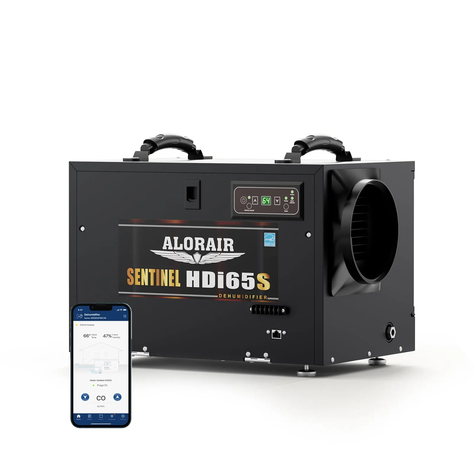 AlorAir® App Controlled 120 PPD Crawl Space Dehumidifiers | Sentinel HDi65S Black WiFi | Size for 1300 sq.ft — photo 1 of 1