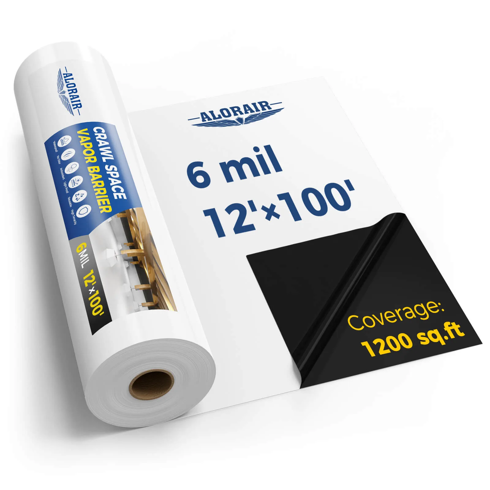 Alorair Crawl Space Vapor Barrier 6mil 12'x100' for Crawlspace Encapsulation Moisture Control — photo 1 of 1