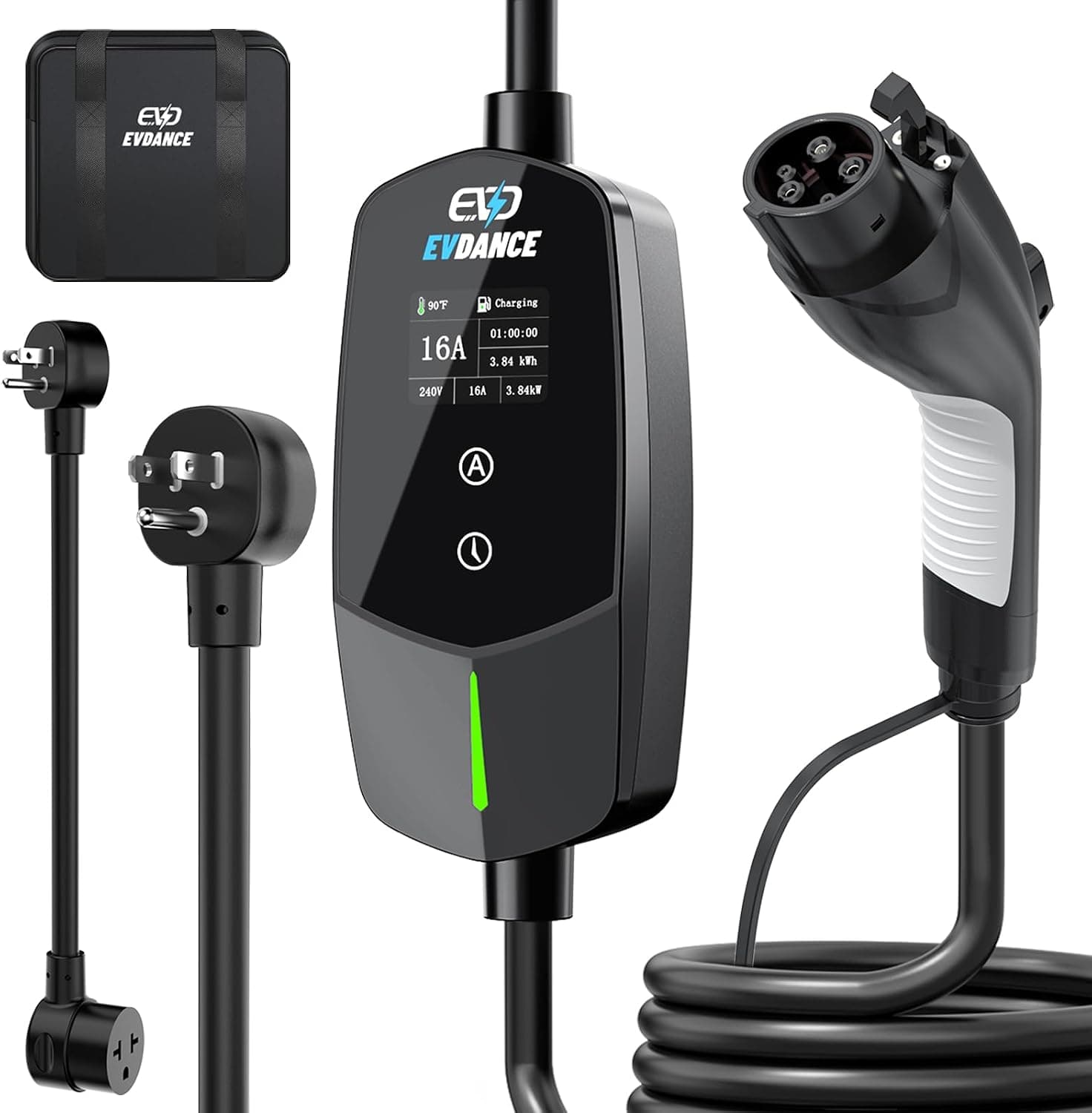 EVDANCE Flux Level 1 & 2 NEMA 5-15 Plug J1772 Portable EV Charger 12A/16A | ETL Certification - ETL Listed / Wifi-Enabled